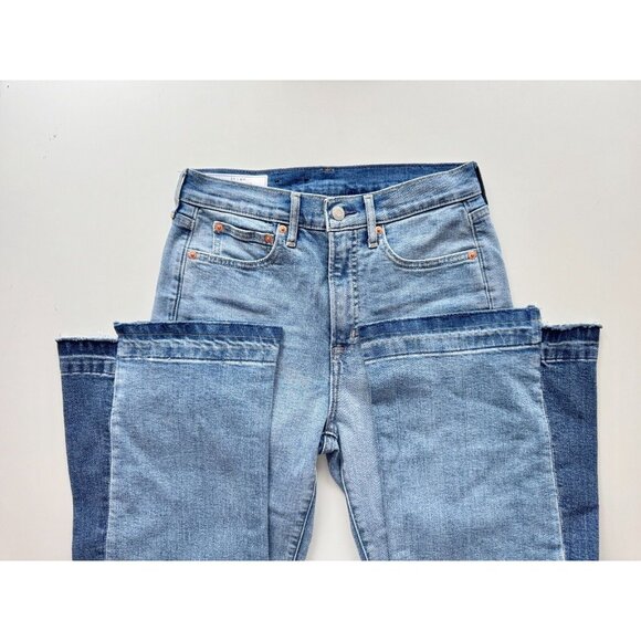 GAP 70's Flare Medium Patched High Rise Flared Leg Step Hem Jeans, Size 27/4 - Picture 12 of 16